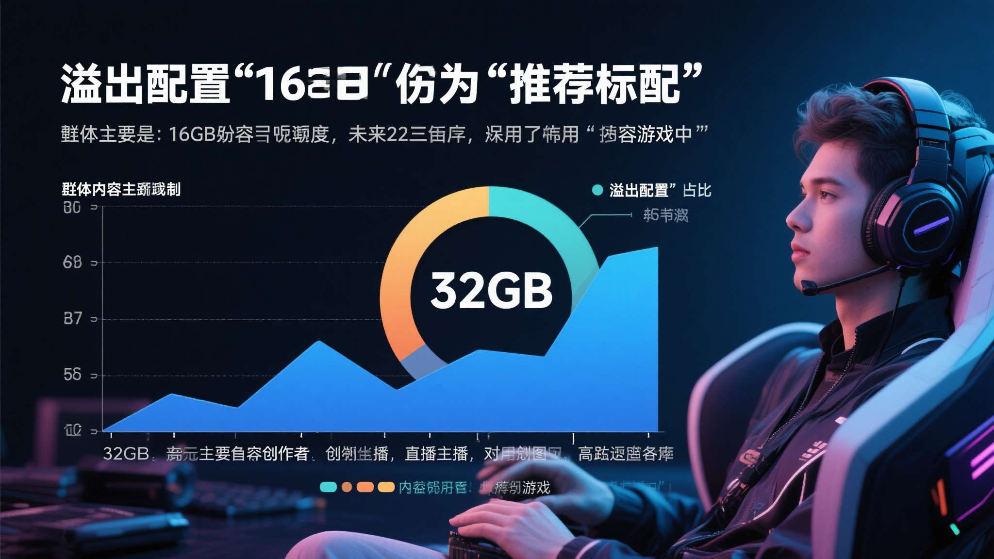 值得关注的是，32GB内存的占比同样在稳步上升，这一群体主要集中在内容创作者、直
